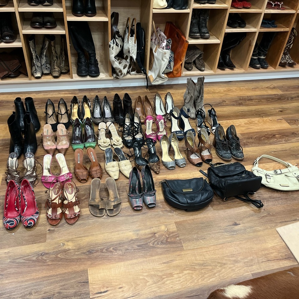 Designer lot of shoes and handbags
